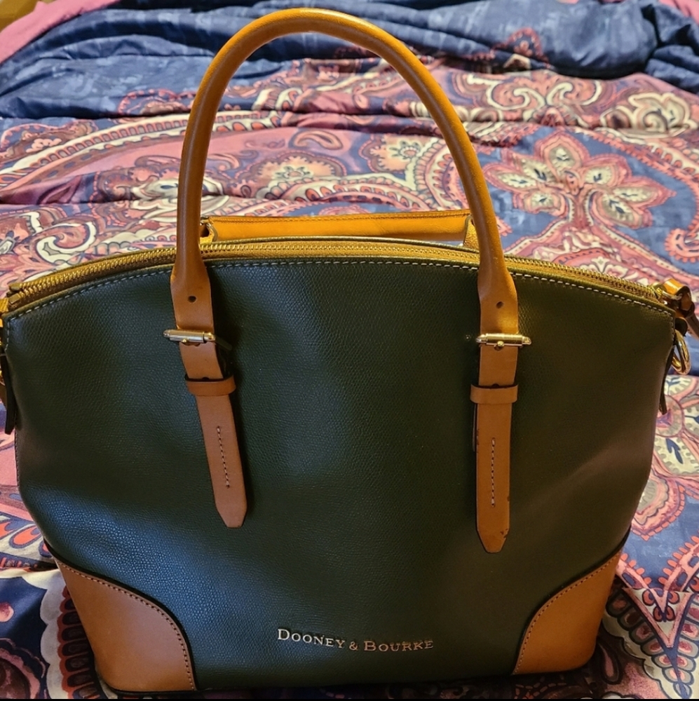 Dooney & Burke Crossbody Satchel Olive Tan Congac